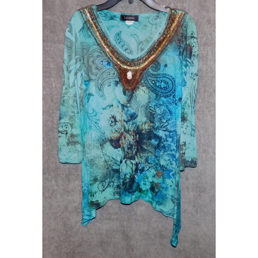 Legend turquoise and sequins women’s top